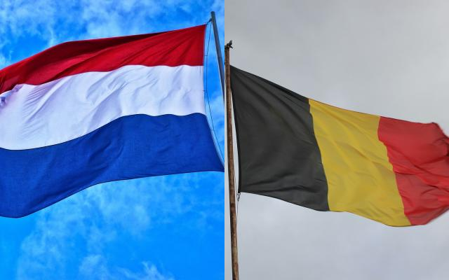 Collage Flaggen Niederlande, Belgien