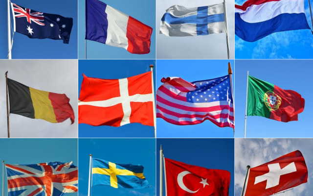 Verschiedene Flaggen als Collage